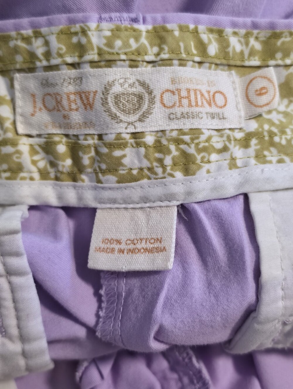 J.Crew Broken In Chino Lavender Cotton Shorts Women Size 6 Coastal Prep Summer - Picture 4 of 4